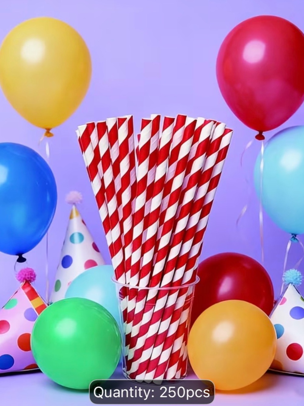 Red & White Striped Paper Party Straws - 250 PCS